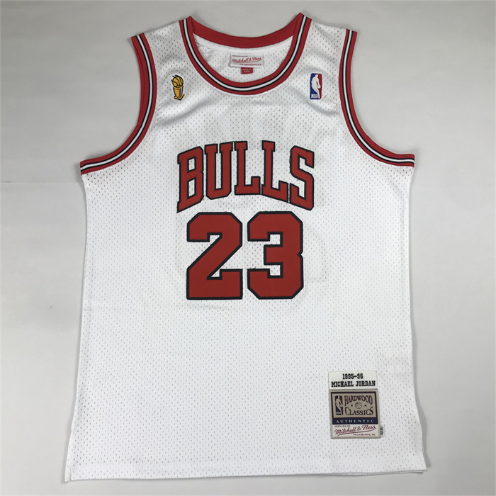 Camiseta Chicago Bulls Michael Jordan NO 23 Autentico 1995-96 Blanco